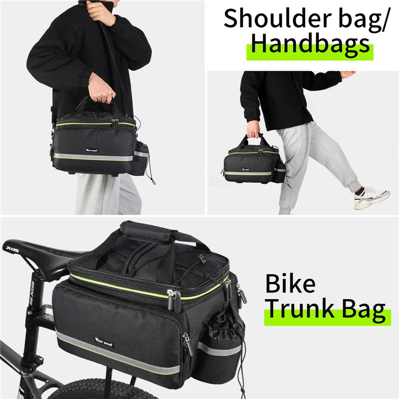 WEST BIKING Large Capacity 3 in 1 Waterproof Bike Trunk Bag