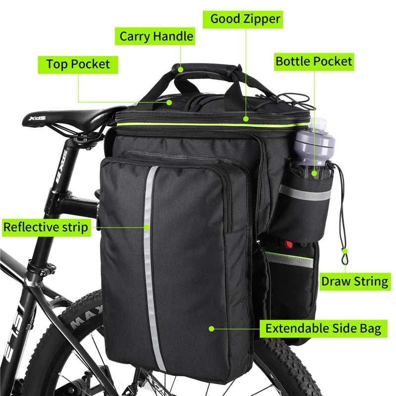 WEST BIKING Large Capacity 3 in 1 Waterproof Bike Trunk Bag