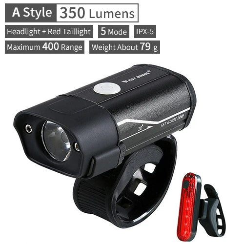 WEST BIKING L2 LED Bike Headlight & Taillight Kit – USB Rechargeable Bicycle Light Set