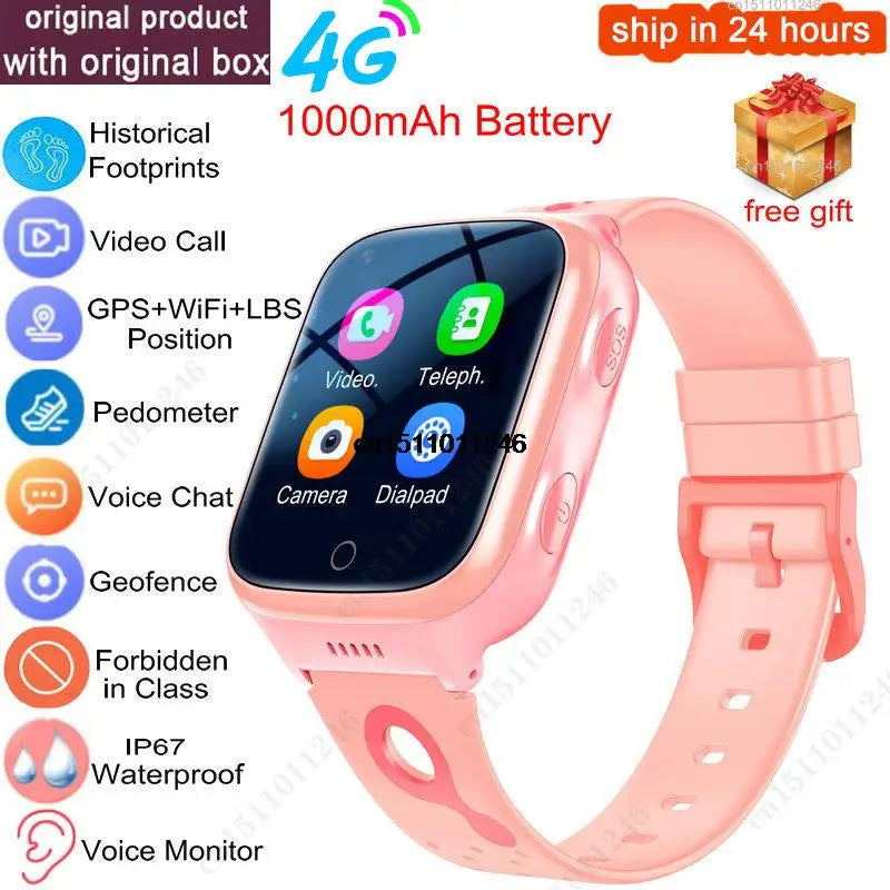 Pink KGG 4G Smart Watch Kids