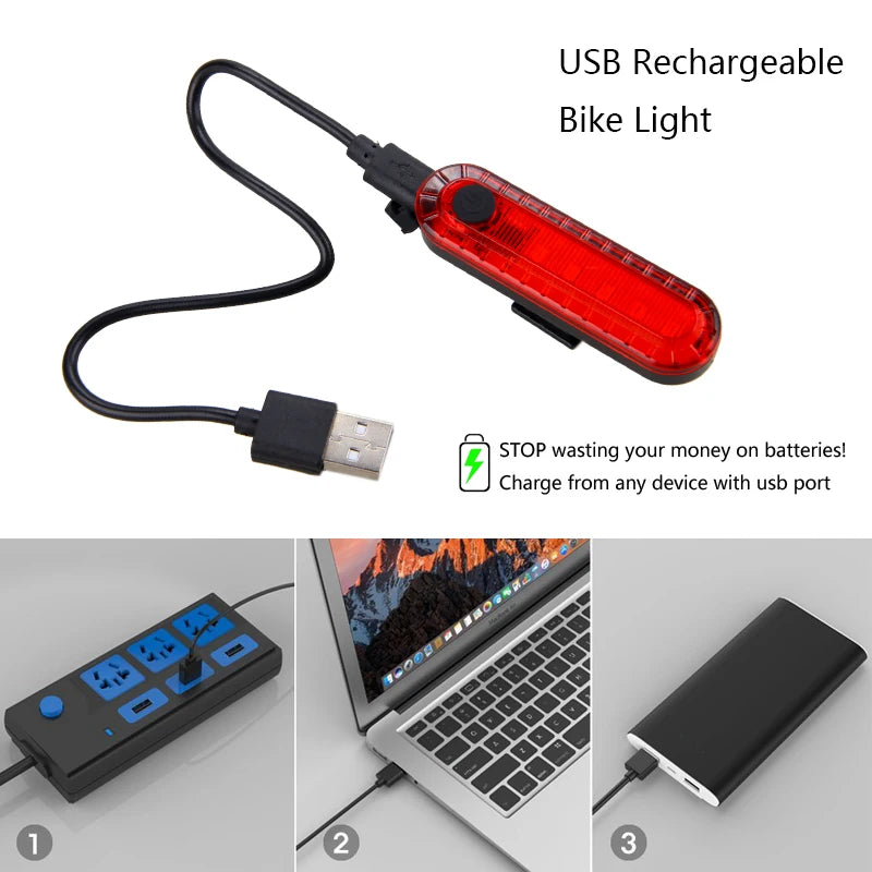 USB Rechargeable LED Bike Taillight – Waterproof Safety Warning Light for MTB & Road Cycling