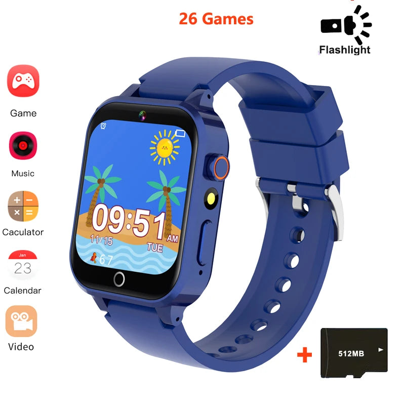 Blue KGG MT6261 Kids Games Touch Screen Smart Watch