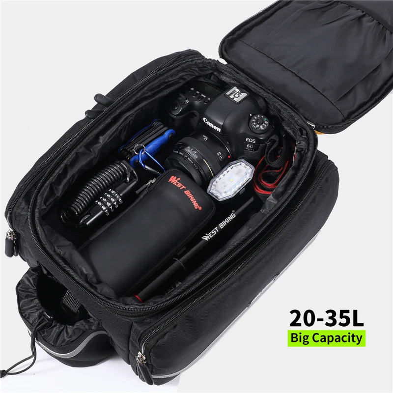 WEST BIKING Large Capacity 3 in 1 Waterproof Bike Trunk Bag