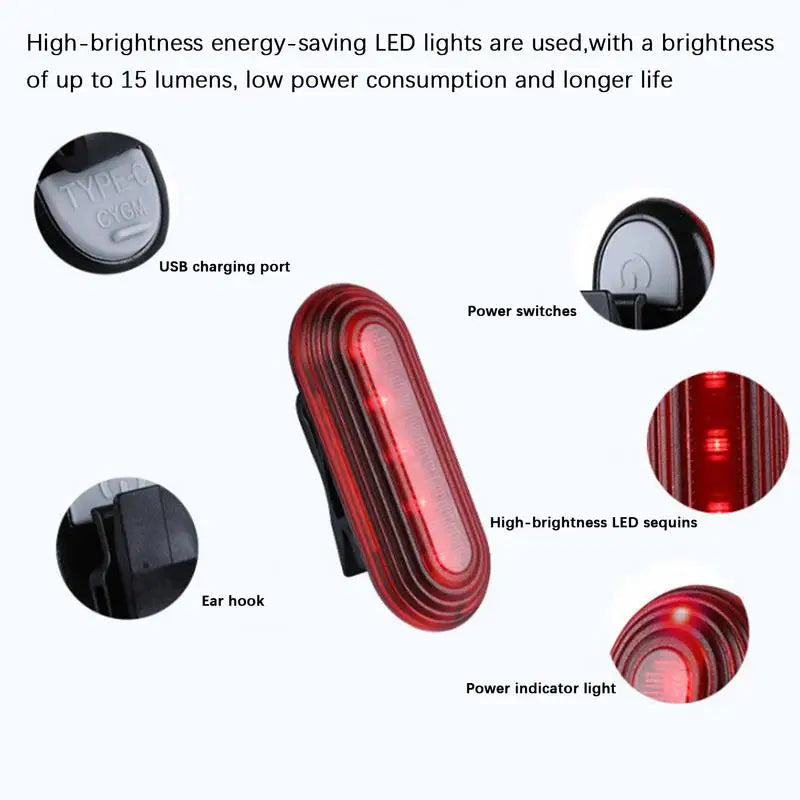 Tail Lights For Cycle Rechargeable Bikes Lights Front And Rear Led Lights For Bikes Visible Safety Flashlight 500mAh Battery