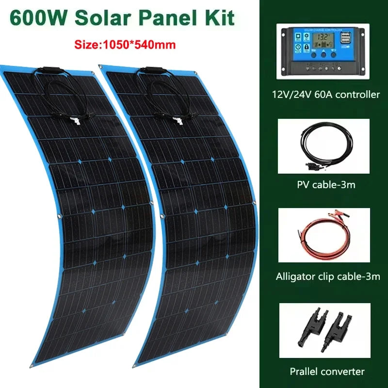 Luxuglow 18V 600W/ 300W Flexible  Portable Solar Panel