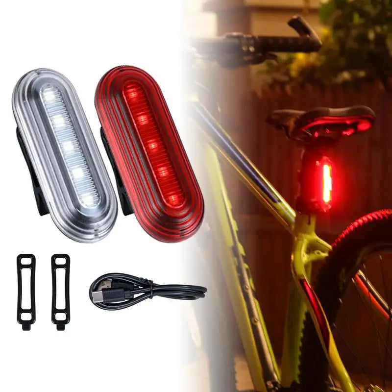 Tail Lights For Cycle Rechargeable Bikes Lights Front And Rear Led Lights For Bikes Visible Safety Flashlight 500mAh Battery