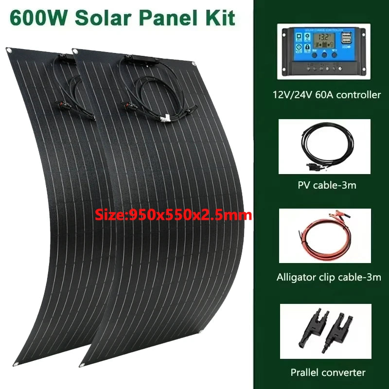 Luxuglow 18V 600W/ 300W Flexible  Portable Solar Panel