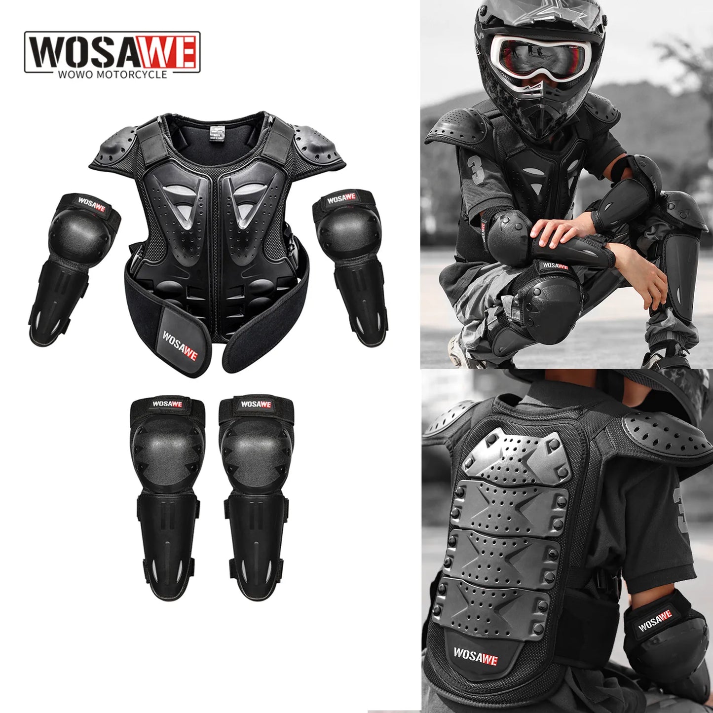 Children's WOSAWE Motor Protective Full Armor Suit Set