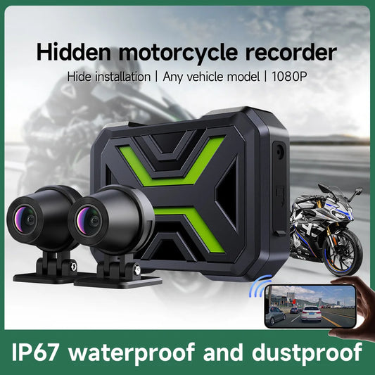 DVR1080P Action Camera Recorder Waterproof Front & Rearview Motorcycle Dash Cam WiFi Smart Connect